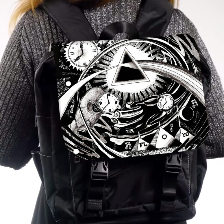DSOTM Hand Draw Art Pink Floyd Black Shoulder Backpack DSOTM Hand Draw Art Pink Floyd Black Shoulder Backpack