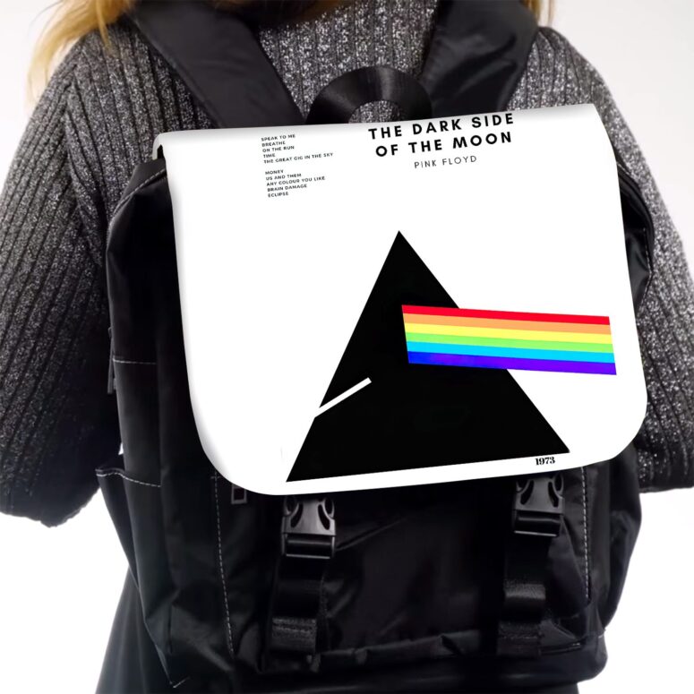 Dark Side Minimalism Painting  Pink Floyd Black Shoulder Backpack