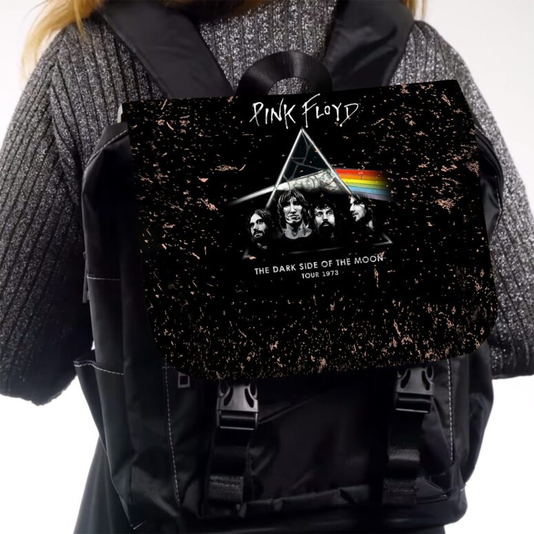 Dark Side Of The Moon 1973 inspired Acid Wash Pink Floyd Black Shoulder Backpack Dark Side Of The Moon 1973 inspired Acid Wash Pink Floyd Black Shoulder Backpack