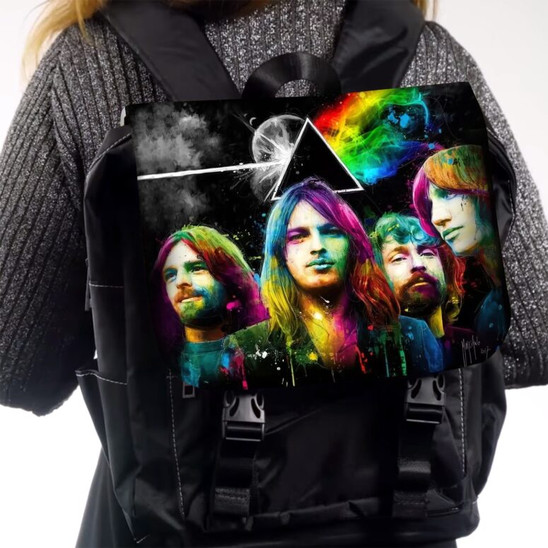 Dark Side Of The Moon Pink Floyd Band Black Shoulder Backpack