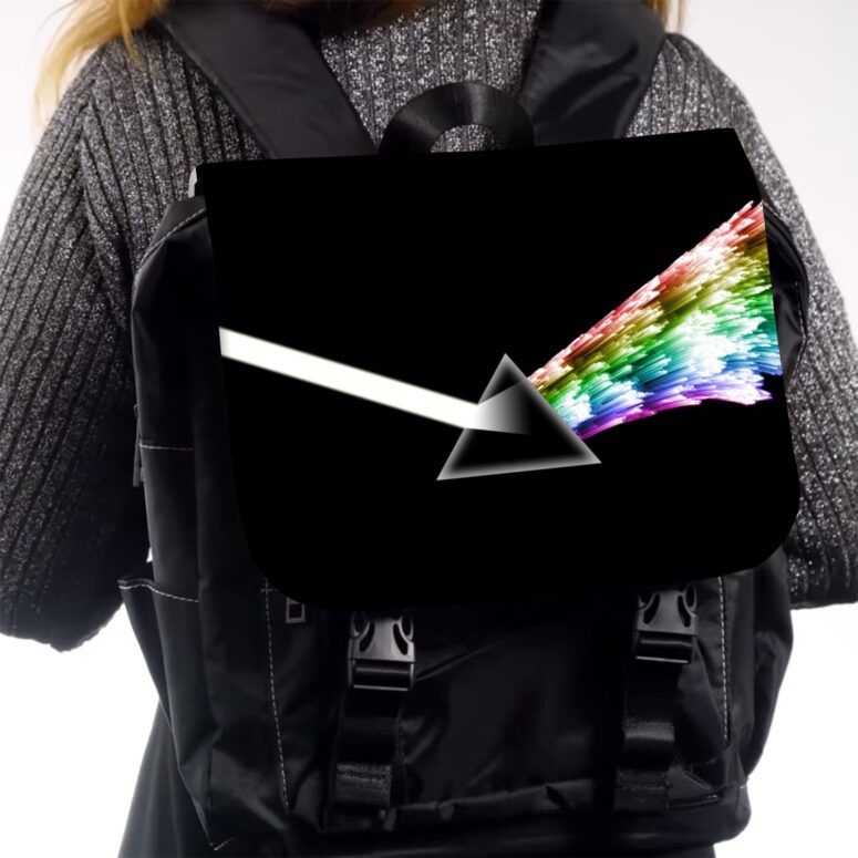 Energy Pink Floyd Rainbow Sparks Triangle Art Black Shoulder Backpack Energy Pink Floyd Rainbow Sparks Triangle Art Black Shoulder Backpack