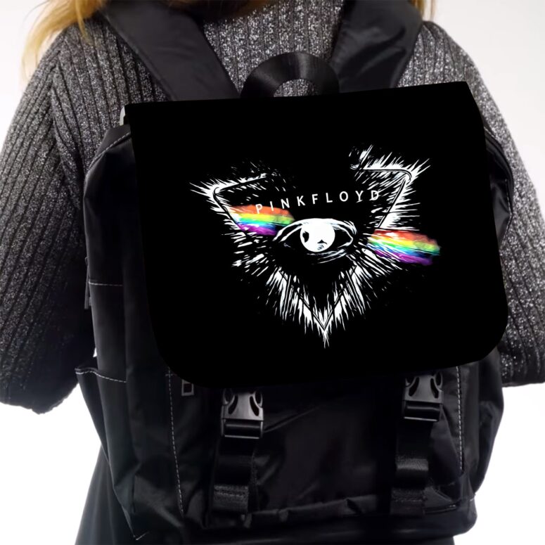 Flare Eyes Pink Floyd Art Simple Black Shoulder Backpack Flare Eyes Pink Floyd Art Simple Black Shoulder Backpack