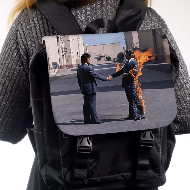 HandShake Wish You Were Here  Pink Floyd Black Shoulder Backpack