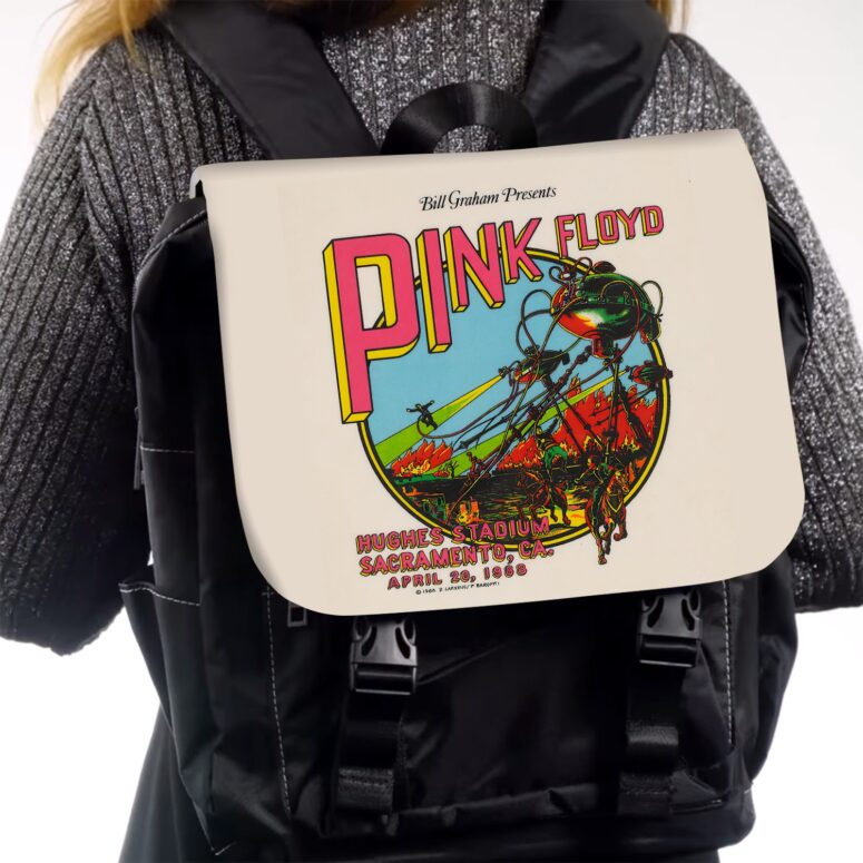 Hughes Stadium Sacramento Concert Vintage  Pink Floyd Black Shoulder Backpack