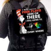 I Will Listen To Pinks Floyd Here or there Black Shoulder Backpack
