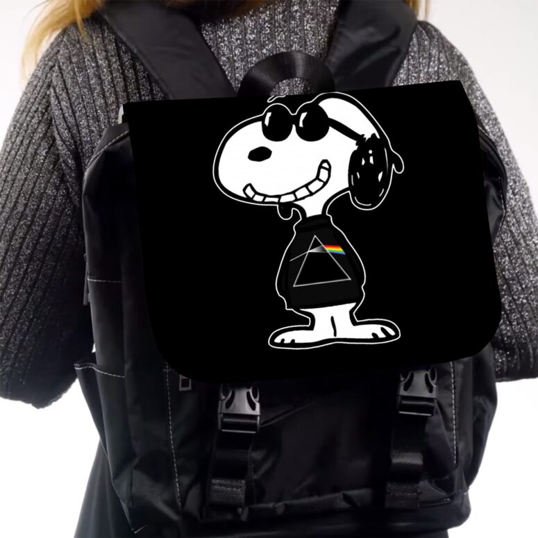 Joe Cool Pink Floyd Is Cool Snoopy Music Black Shoulder Backpack
