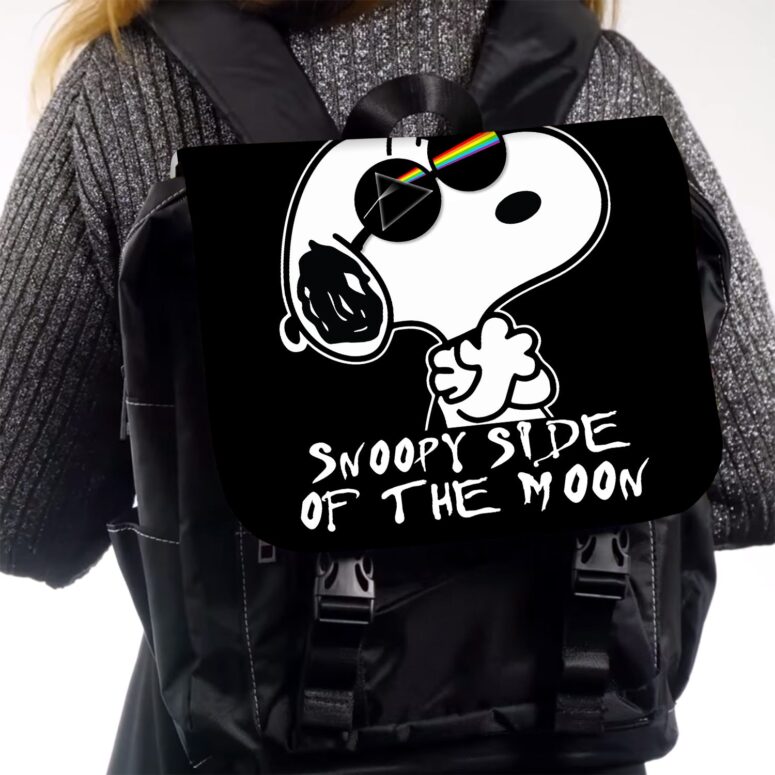 Joe Cool Snoopy Side Of The Moon Pink Floyd Black Shoulder Backpack Joe Cool Snoopy Side Of The Moon Pink Floyd Black Shoulder Backpack