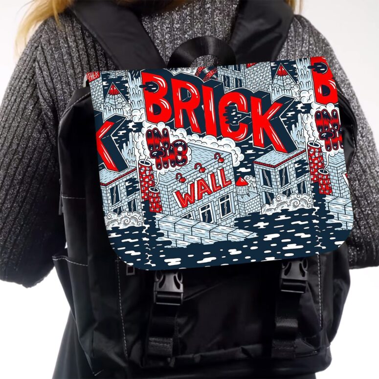 Just Brick In The Wall Pink Floyd Black Shoulder Backpack Just Brick In The Wall Pink Floyd Black Shoulder Backpack