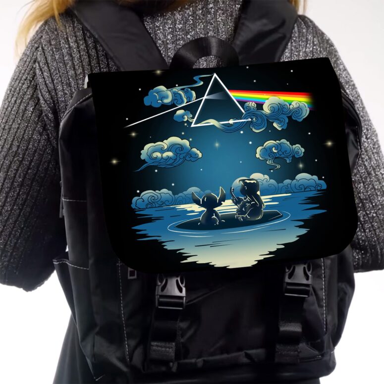 Lilo And Stitch Starry Sky Dark Side Of The Moon Pink Floyd Black Shoulder Backpack Lilo And Stitch Starry Sky Dark Side Of The Moon Pink Floyd Black Shoulder Backpack