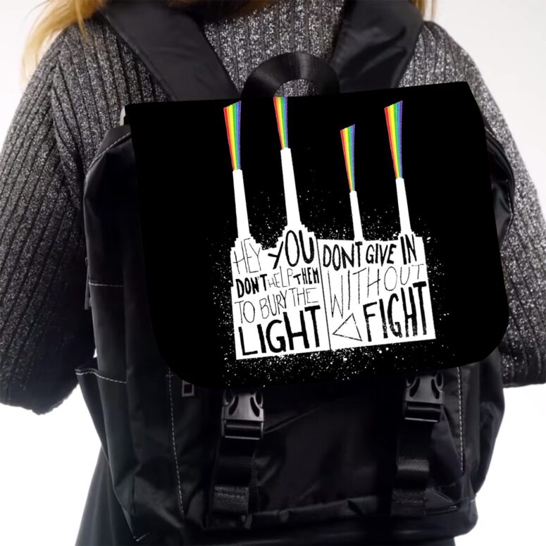 PF Hey you dont help them to bury the light  Pink Floyd Black Shoulder Backpack