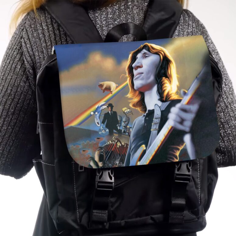 PF Rocker Roger Waters Album Cover Painting Pink Floyd Black Shoulder Backpack PF Rocker Roger Waters Album Cover Painting Pink Floyd Black Shoulder Backpack
