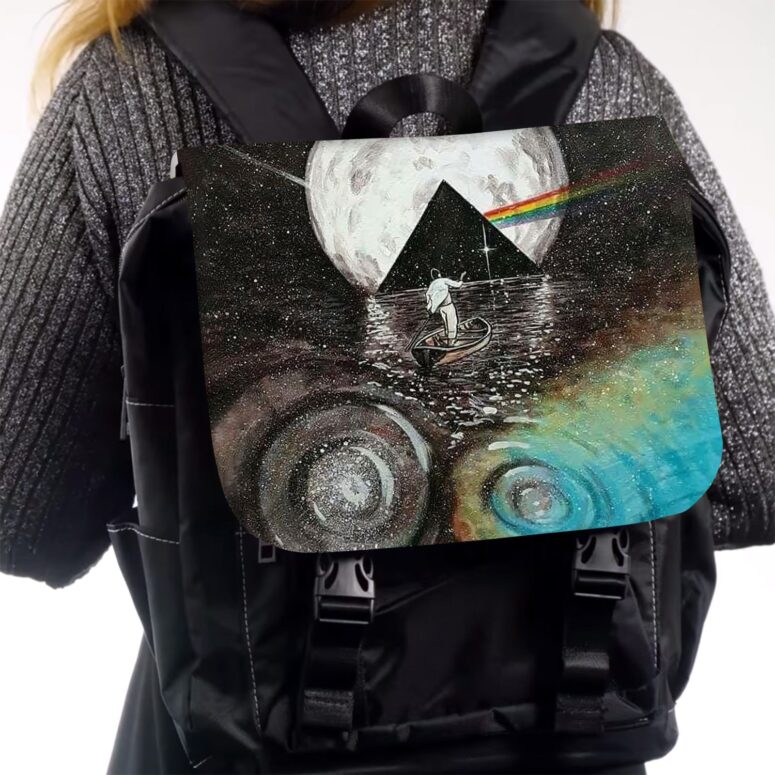 PF dark side of the moon art Pink Floyd Black Shoulder Backpack PF dark side of the moon art Pink Floyd Black Shoulder Backpack