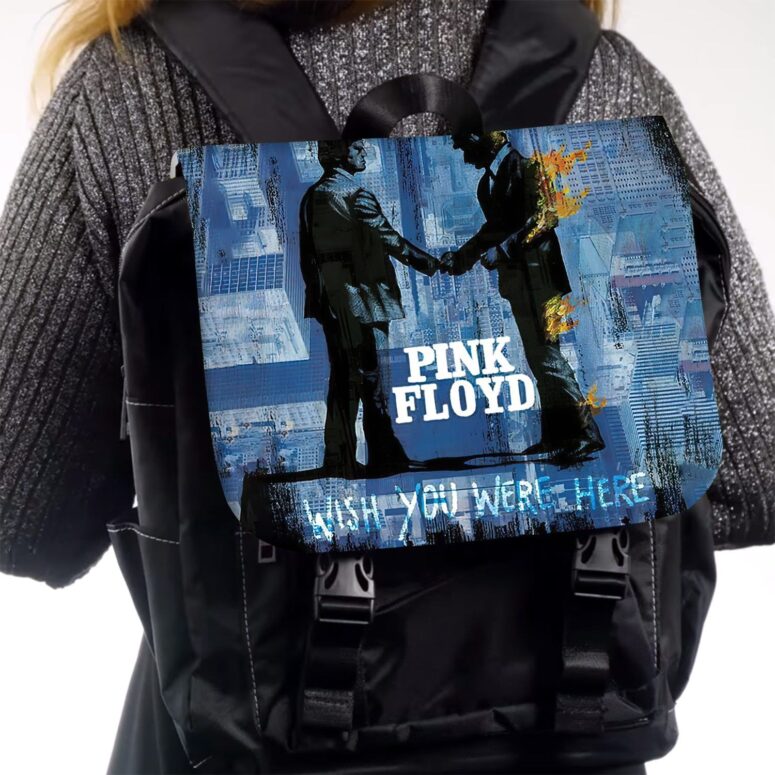Pink Floyd Wish You Were Here Trippy Black Shoulder Backpack