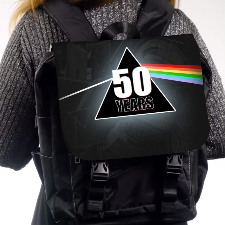 Pink Floyd 50 Years Vintage Pyramid Black Shoulder Backpack Pink Floyd 50 Years Vintage Pyramid Black Shoulder Backpack