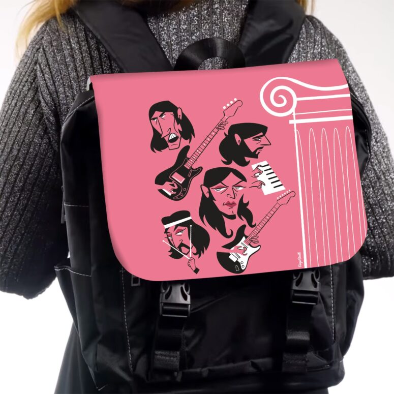 Pink Floyd Cartoon Simple Art Black Shoulder Backpack