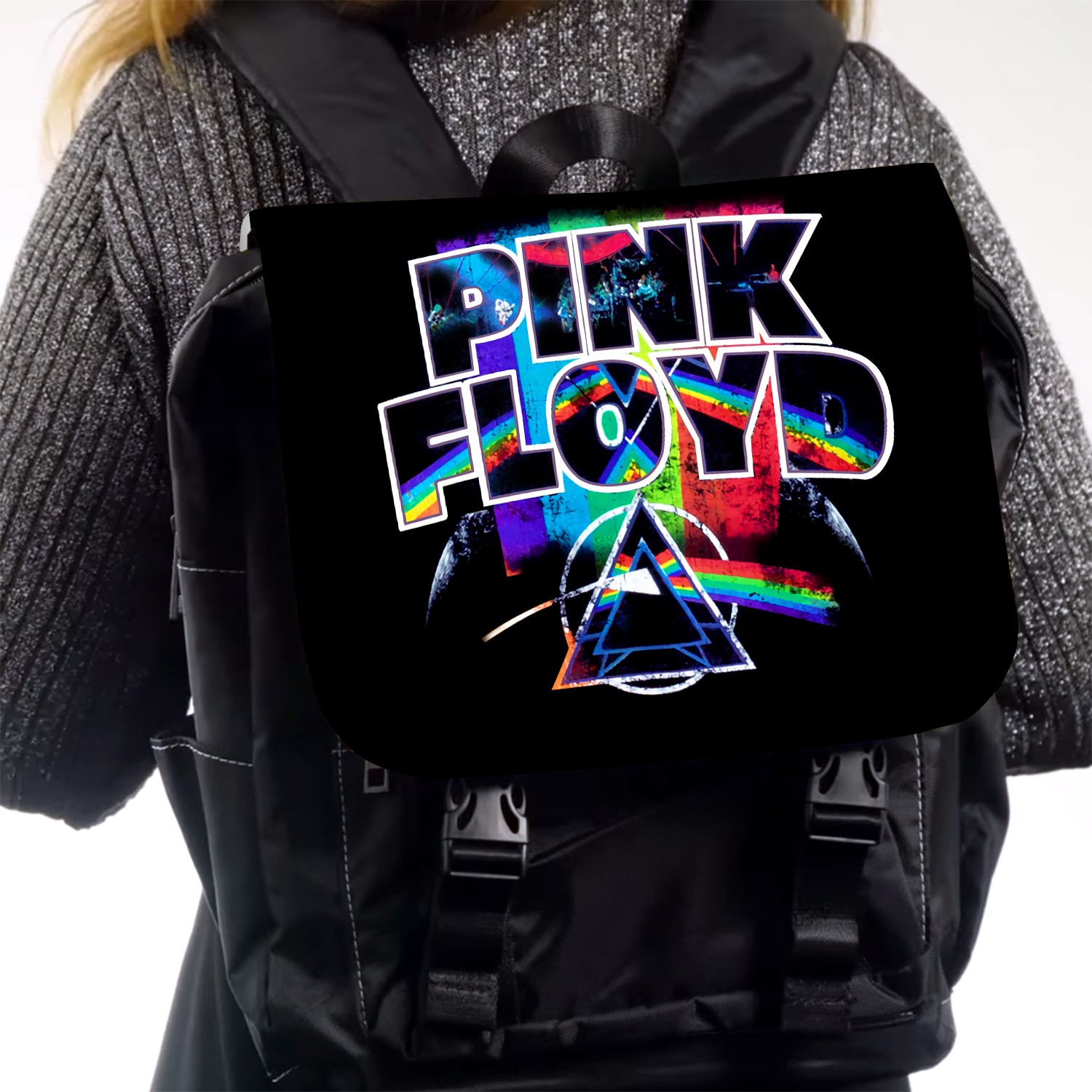 Floyd Color Pink Floyd Color Typographic Vintage Black Shoulder Backpack - OtherBrick