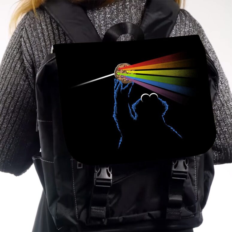 Pink Floyd Dark Side of the Moon Black Cookie Monster Black Shoulder Backpack Pink Floyd Dark Side of the Moon Black Cookie Monster Black Shoulder Backpack