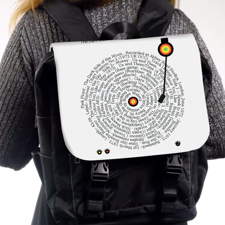 Dark Side Of The Moon Turntables Vinyl Lyric Black Shoulder Backpack