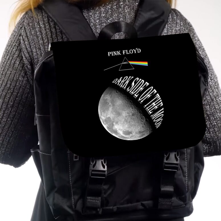 Pink Floyd Typographic Pyramid Text Moon Black Shoulder Backpack Pink Floyd Typographic Pyramid Text Moon Black Shoulder Backpack
