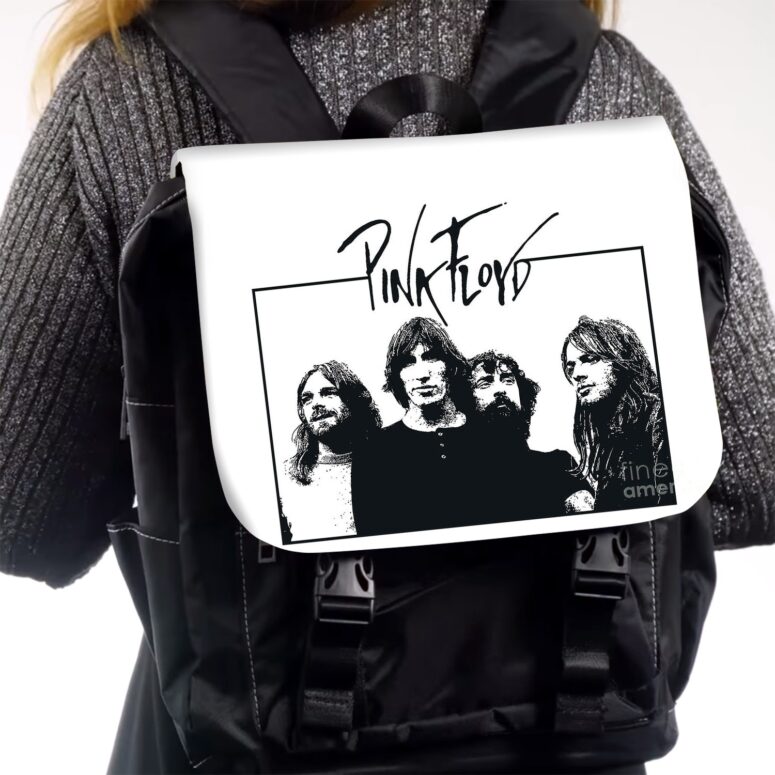 Pink Floyd Vintage Rock Band Black White Black Shoulder Backpack