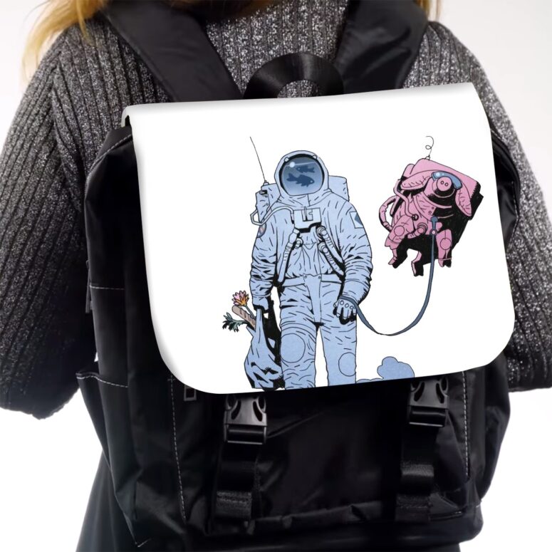 Pink Floyd Wish You Were Here Pig Astronaut Black Shoulder Backpack Pink Floyd Wish You Were Here Pig Astronaut Black Shoulder Backpack