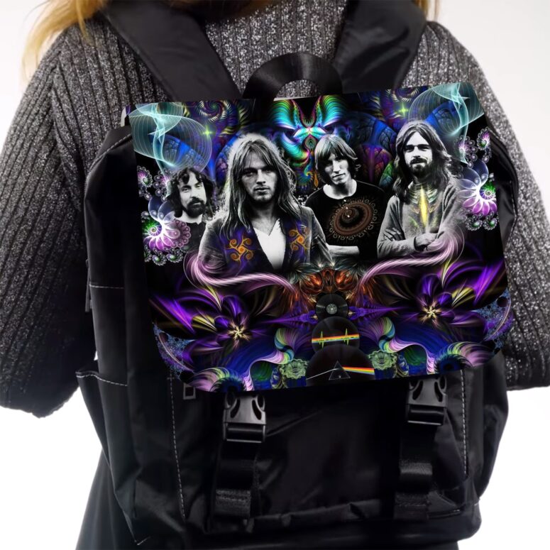 Dark Side Of The Moon Psychedelic Abstract Art Art  Pink Floyd Black Shoulder Backpack
