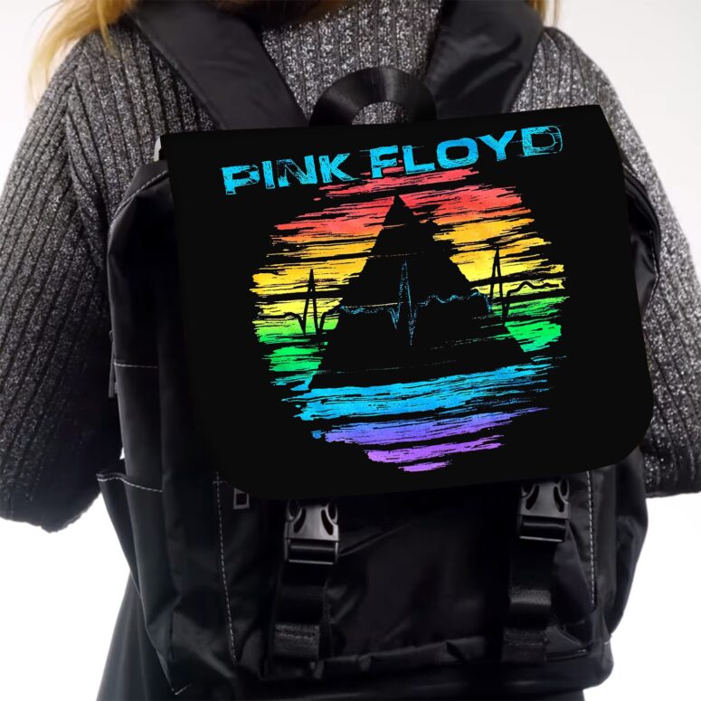 Rainbow Prism Vintage Pyramid Pink Floyd Black Shoulder Backpack Rainbow Prism Vintage Pyramid Pink Floyd Black Shoulder Backpack