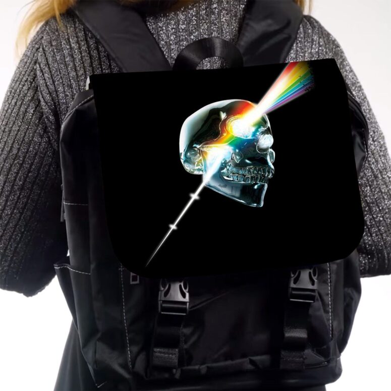 Skull DSOTM Art Pink Floyd Black Shoulder Backpack Skull DSOTM Art Pink Floyd Black Shoulder Backpack