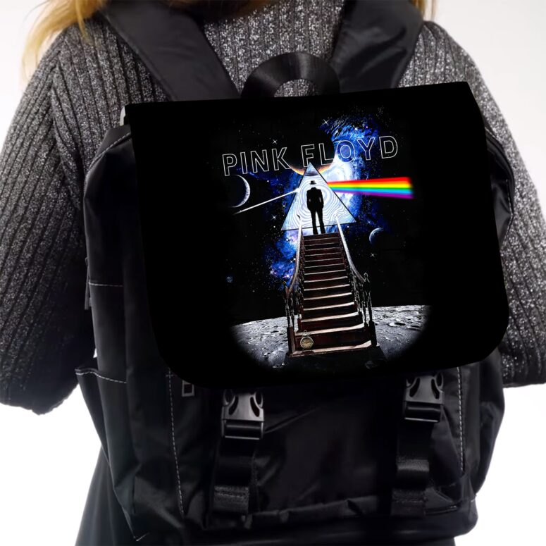 Stairway To The Moon Pink Floyd Black Shoulder Backpack Stairway To The Moon Pink Floyd Black Shoulder Backpack