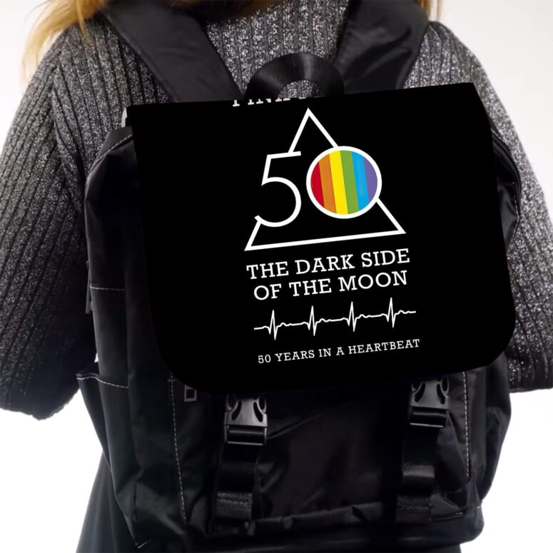The Dark Side Of The Moon 50 years in a heartbeat  Pink Floyd Black Shoulder Backpack