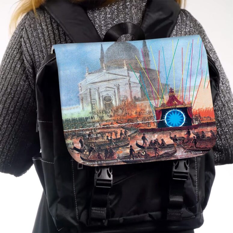 The Later Years Venezia Festa Del Redentore Glass  Pink Floyd Black Shoulder Backpack