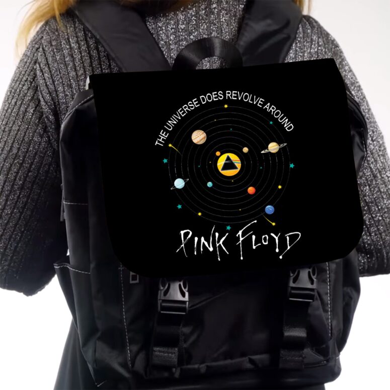 The Universe does Revolve Around  Pink Floyd Black Shoulder Backpack