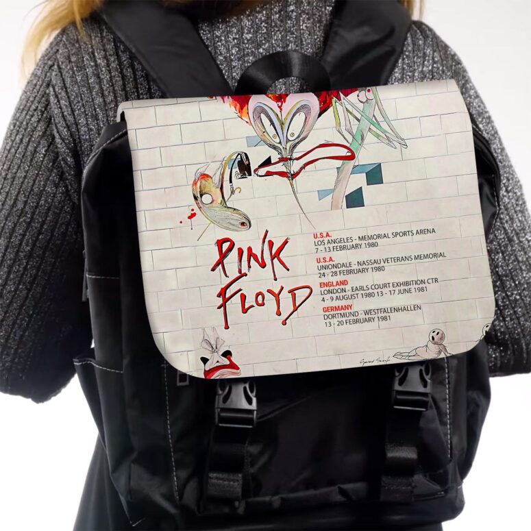 The Wall 1980 Concert Dates Pink Floyd Black Shoulder Backpack The Wall 1980 Concert Dates Pink Floyd Black Shoulder Backpack