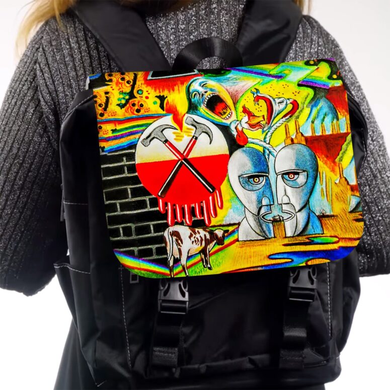 The Wall DSOTM The Division Bell Atom Heart Mother  Pink Floyd Black Shoulder Backpack
