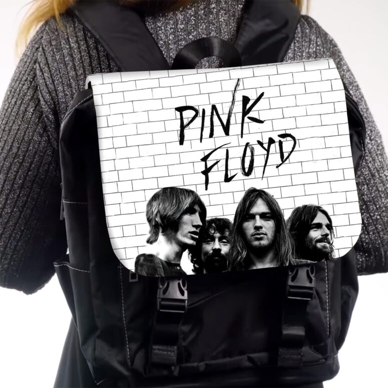 The Wall Full Sign Black and White Pink Floyd Black Shoulder Backpack The Wall Full Sign Black and White Pink Floyd Black Shoulder Backpack
