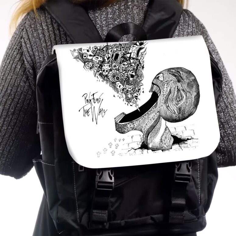 Escape from The Wall Drawing Art  Pink Floyd Black Shoulder Backpack