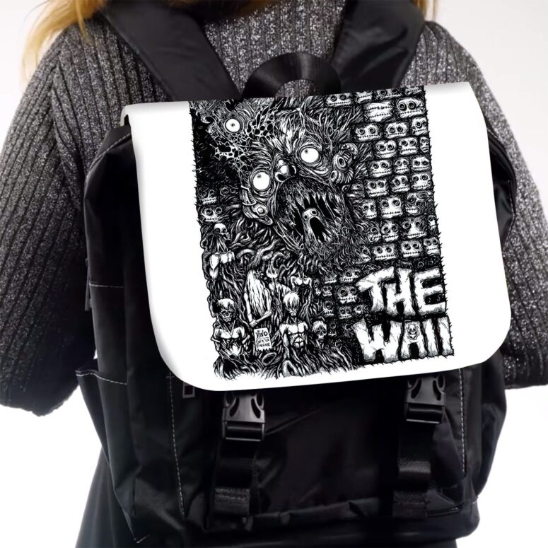 The Wall Line Art Pink Floyd Black Shoulder Backpack The Wall Line Art Pink Floyd Black Shoulder Backpack