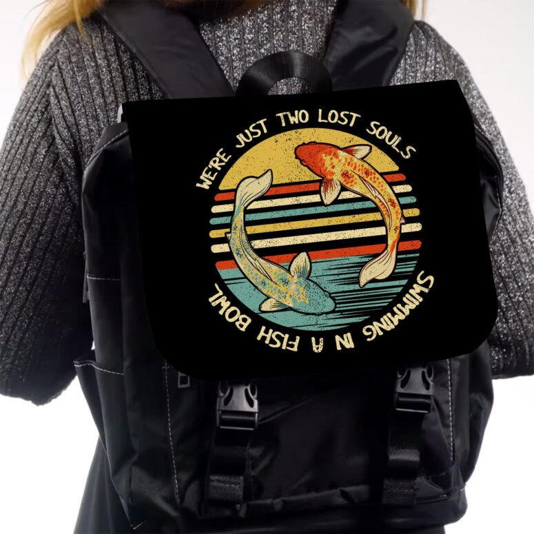 Two Lost Souls swimming Pink Floyd Black Shoulder Backpack Two Lost Souls swimming Pink Floyd Black Shoulder Backpack