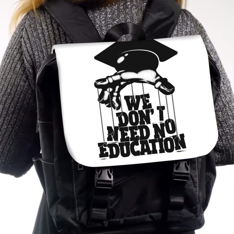 We dont need education  Pink Floyd Black Shoulder Backpack