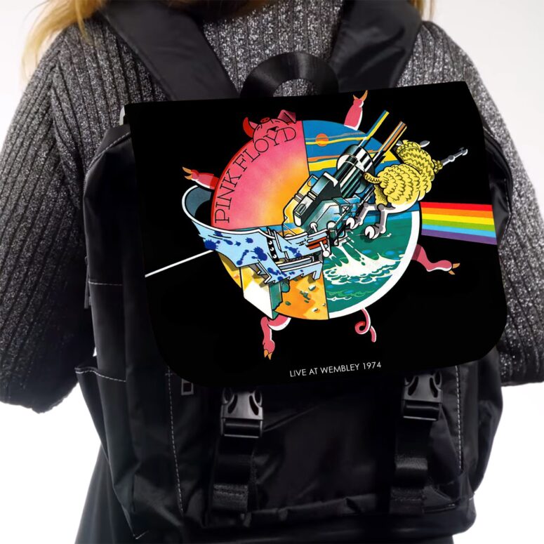 Wish You Were Here Live At WemBley 1974  Pink Floyd Black Shoulder Backpack