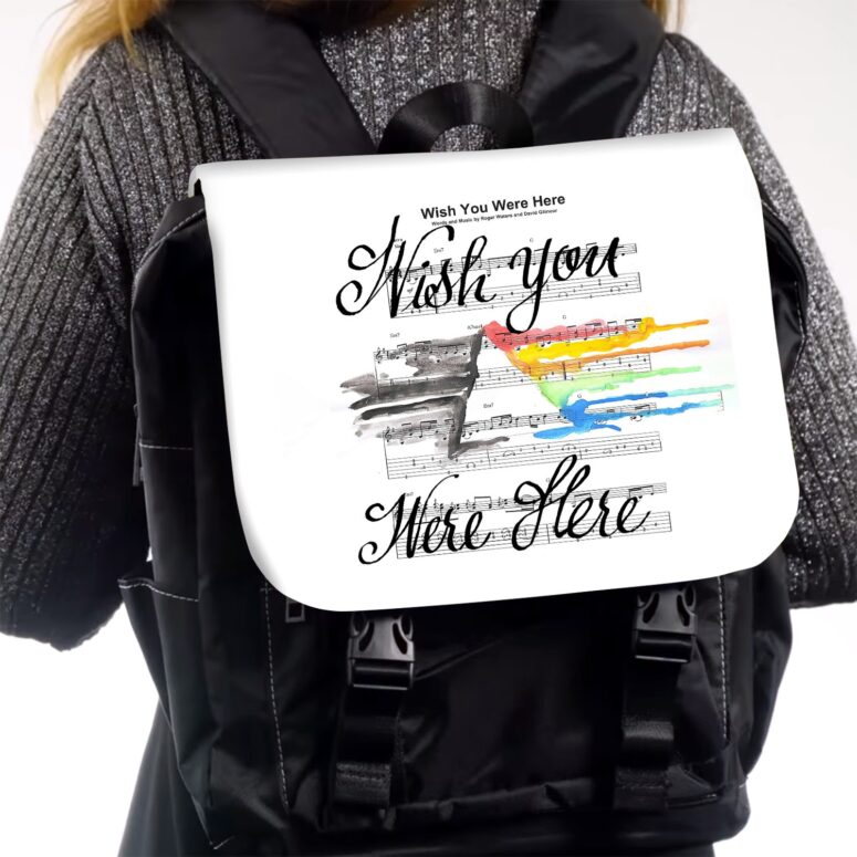 Wish You Were Here Pink Floyd Sheet Music Black Shoulder Backpack
