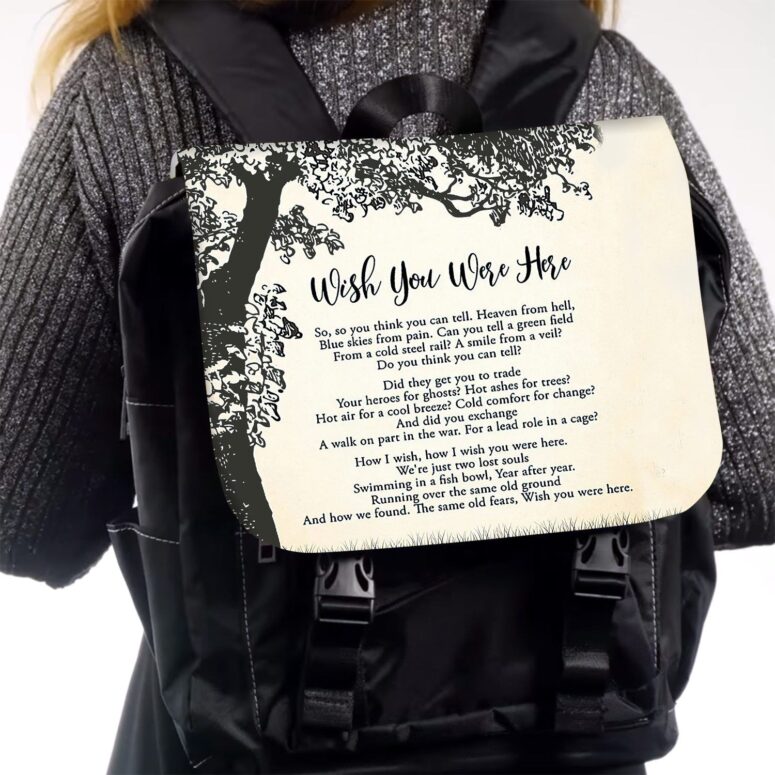 Wish You Were Here Lyric Vintage Tree  Pink Floyd Black Shoulder Backpack