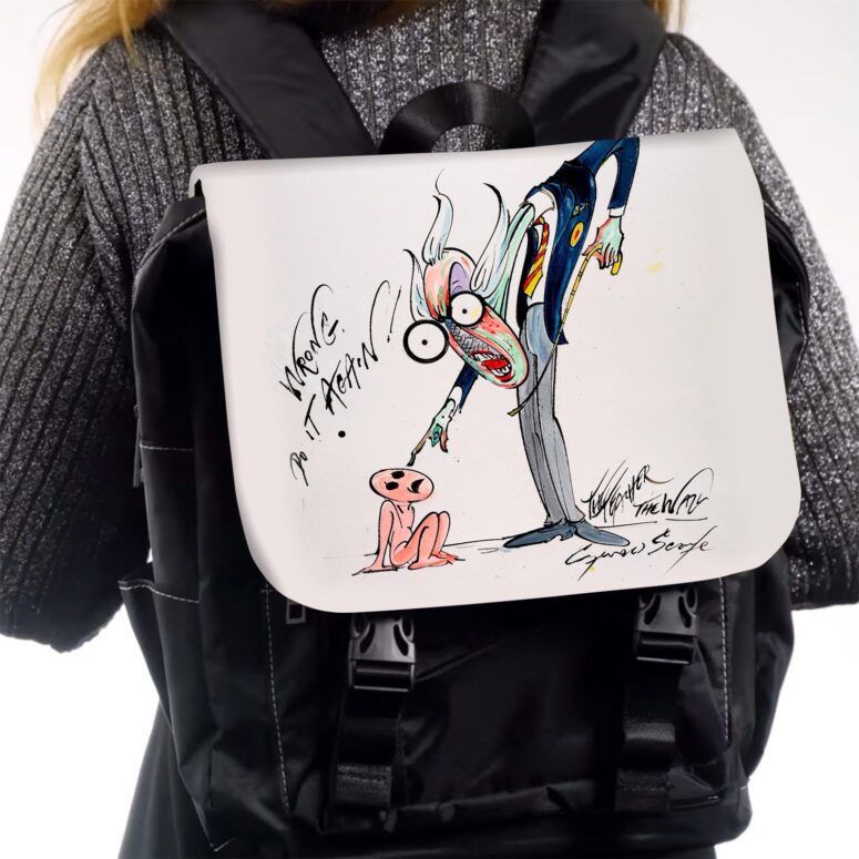 Wrong Do It Again The Teacher and Pink  Pink Floyd Black Shoulder Backpack