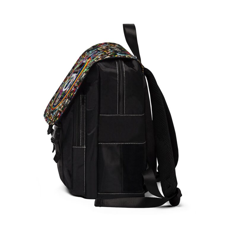 Album Cover Ring Collage Blotter Art - Pink Floyd Black Shoulder Backpack Album Cover Ring Collage Blotter Art - Pink Floyd Black Shoulder Backpack