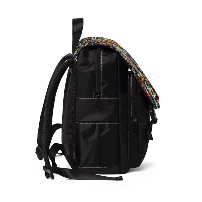 Album Cover Ring Collage Blotter Art - Pink Floyd Black Shoulder Backpack Album Cover Ring Collage Blotter Art - Pink Floyd Black Shoulder Backpack