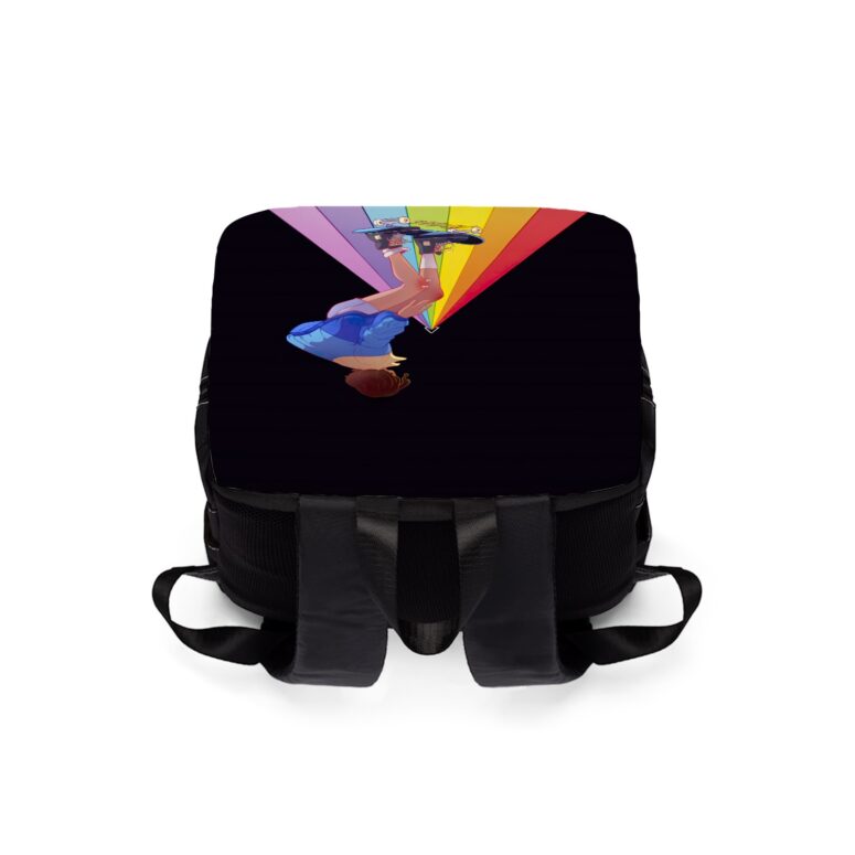 Moving to DSOTM Skateboarding Girl On The Rainbow  Pink Floyd Black Shoulder Backpack