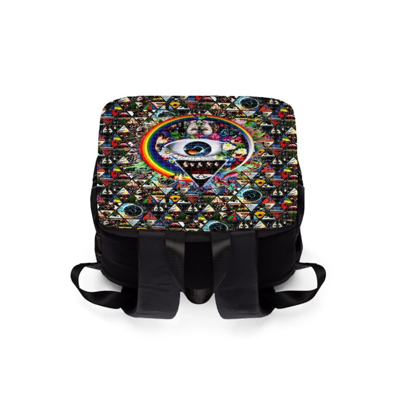 Album Cover Ring Collage Blotter Art - Pink Floyd Black Shoulder Backpack Album Cover Ring Collage Blotter Art - Pink Floyd Black Shoulder Backpack