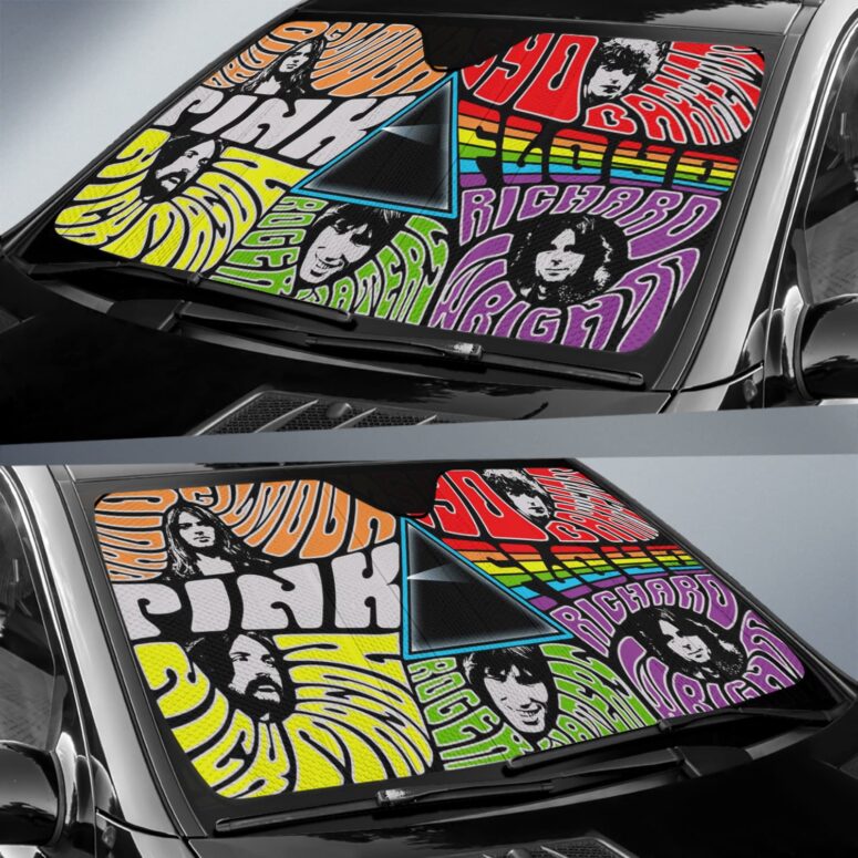 Pink Floyd Members Trippy Collage Auto Sun Shade