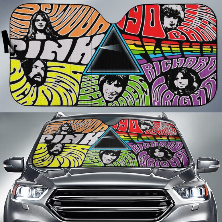 Pink Floyd Members Trippy Collage Auto Sun Shade