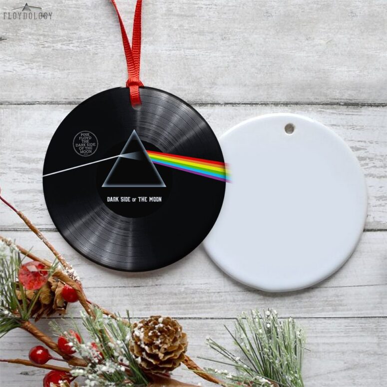 Dark Side of The Moon Art Pyramid Pink Floyd Vinyl Disk Ceramic Ornament